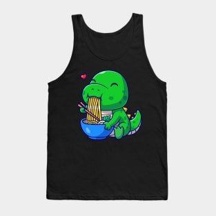 Cute dino eating ramen noodles cartoon Tank Top